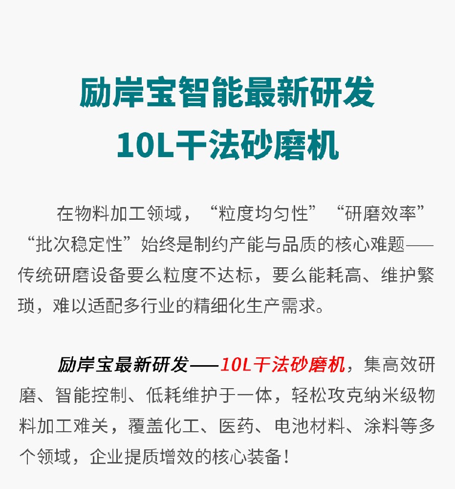 勵(lì)岸寶智能*新研發(fā)——10L干法砂磨機(jī)